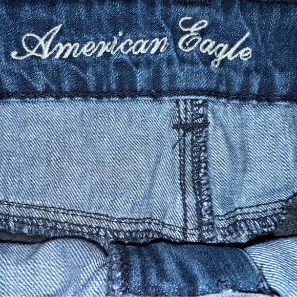 American Eagle jean shorts women’s sz 12 zippers Blue Wash Y2K emo grunge - Picture 10 of 11